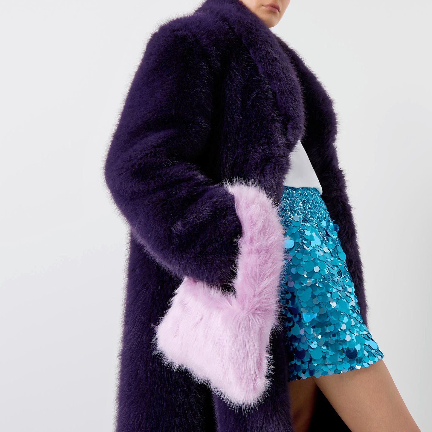 Lilac Faux Fur Handbag