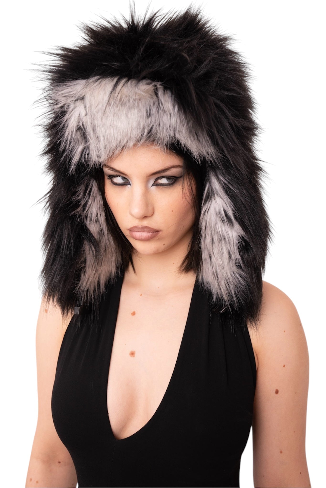 Black and White Mix Chapka Hat