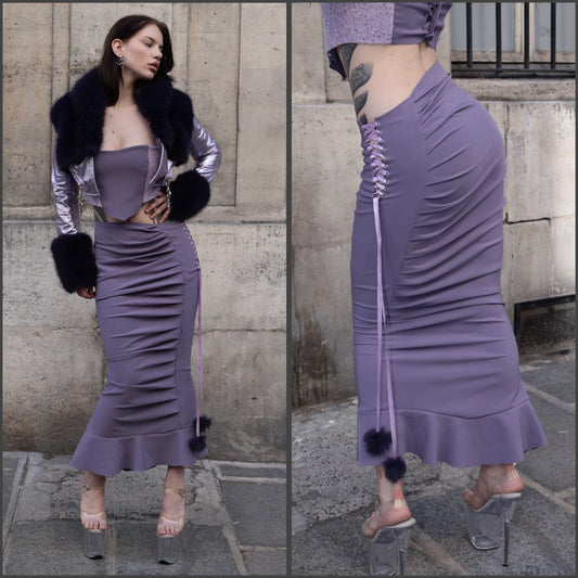 Purple Leather and Fur Jacket