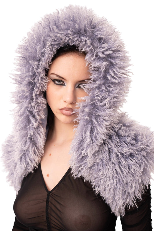 Curly Blue Hooded Bolero