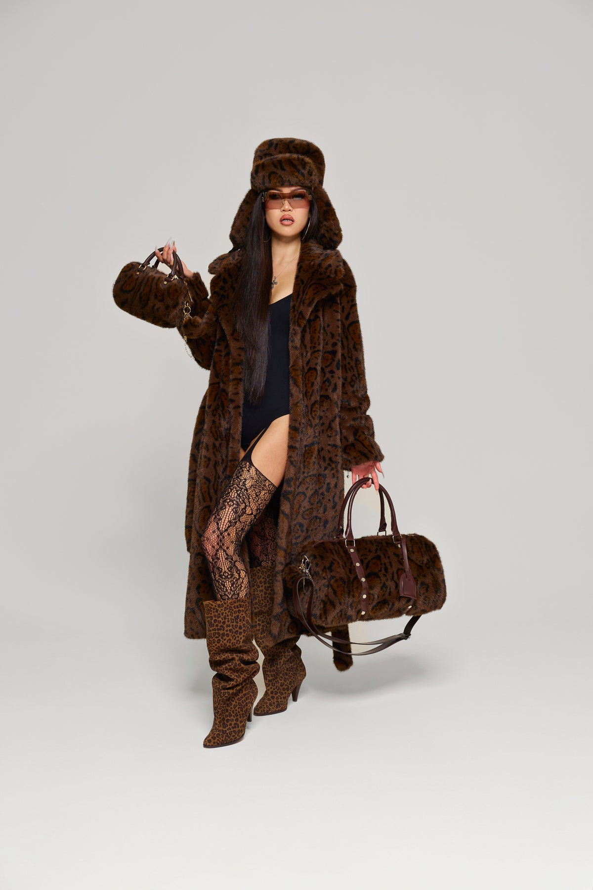Chocolate Jetset Faux Fur chapka hat