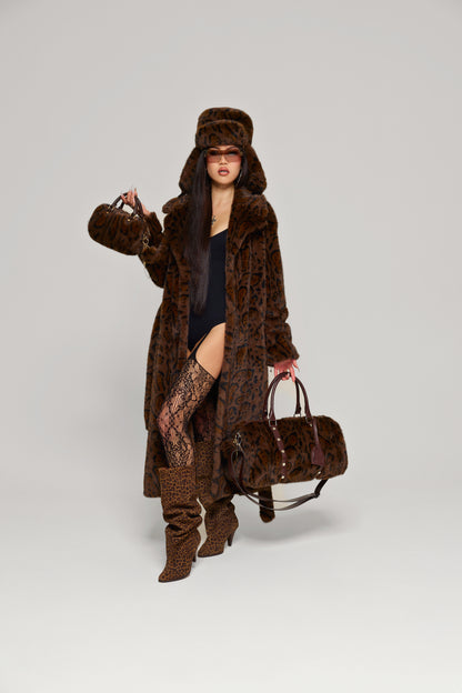 Chocolate Jetset Faux Fur chapka hat