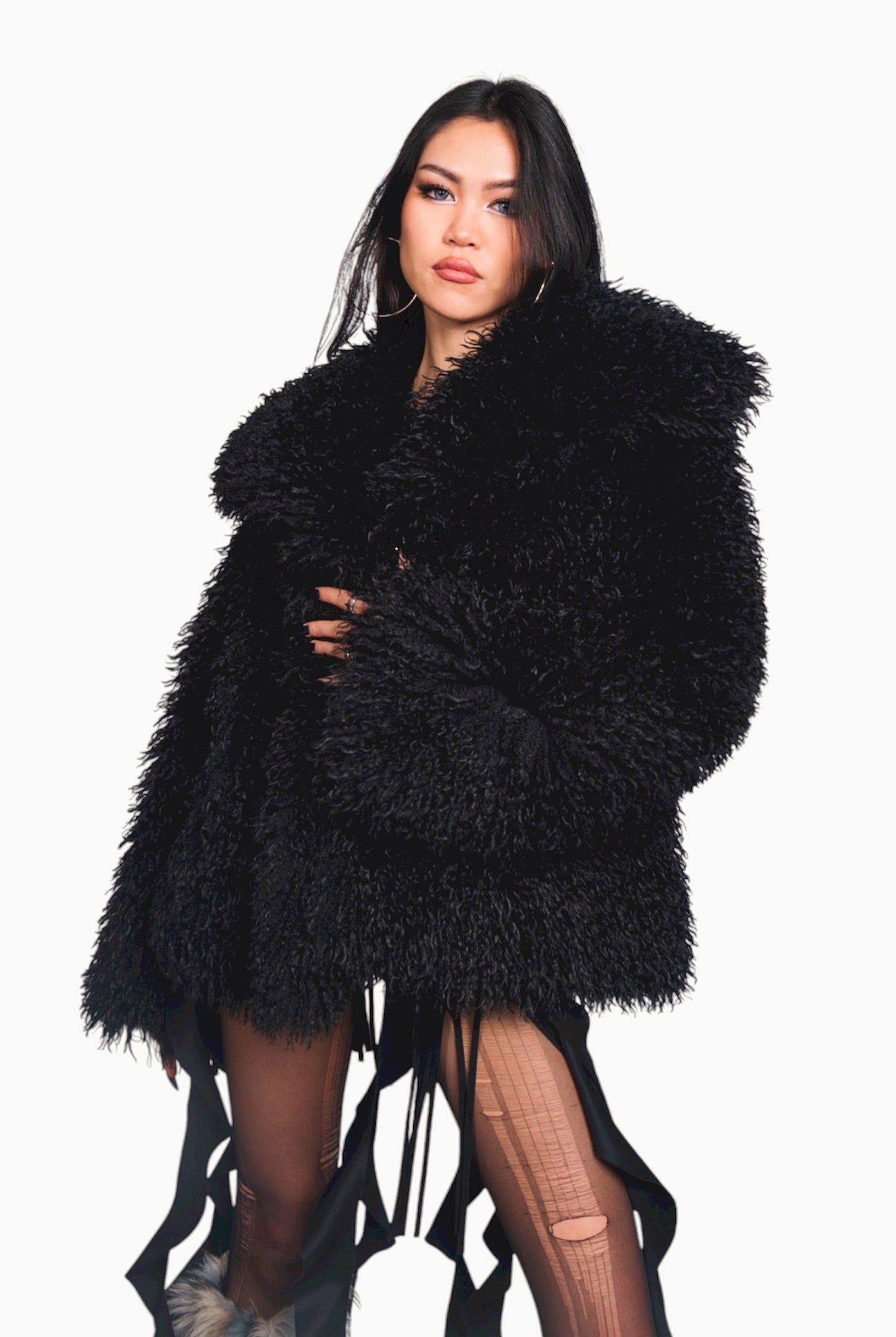 BEAR NOIR 🐻‍❄️ྀིྀི Mongolian Lamb Black Jacket