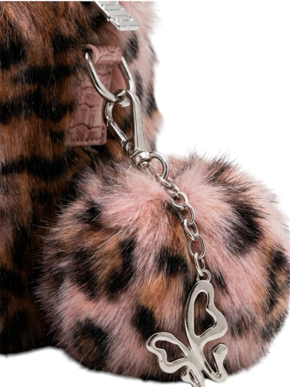 Pink inside silver butterfly keychain