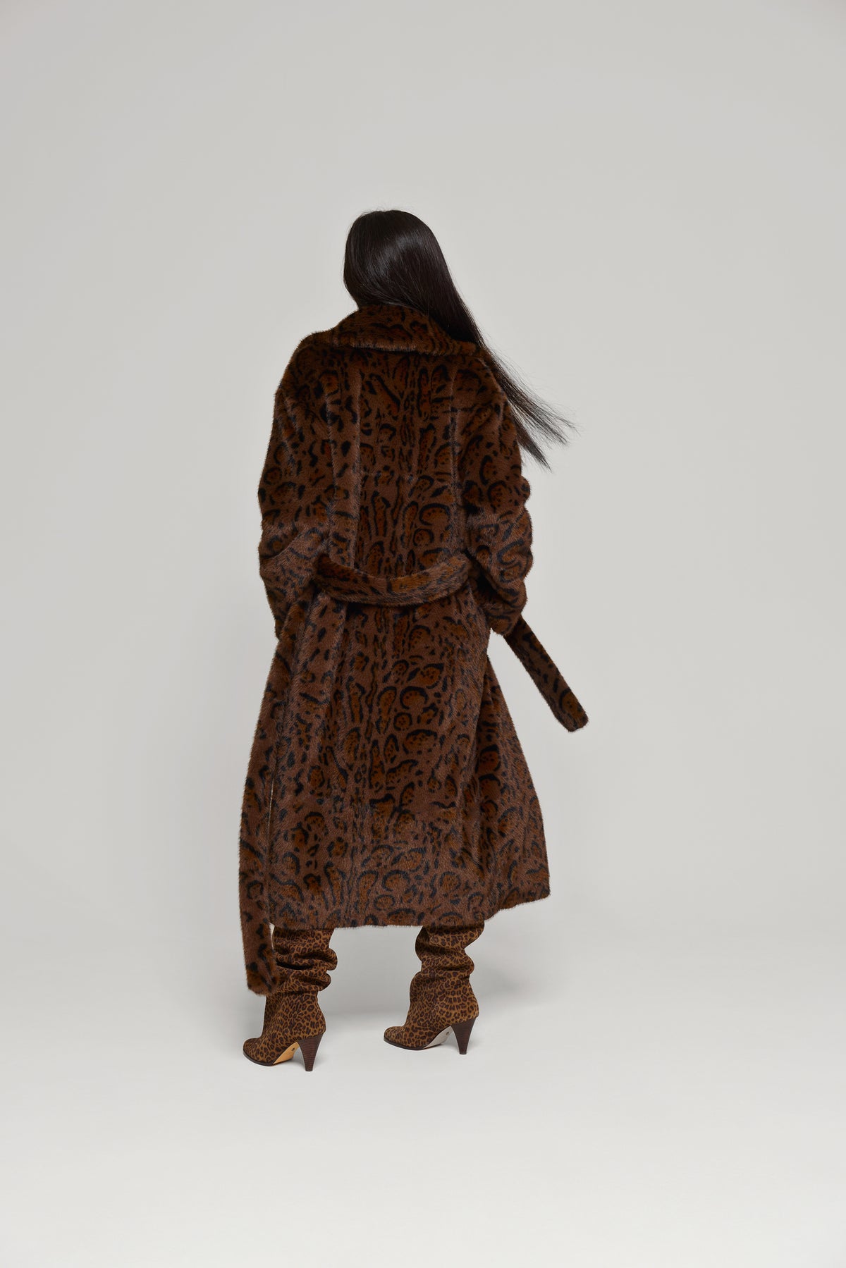 Chocolate Jetset Full Length Luxury Brown Faux Fur Coat