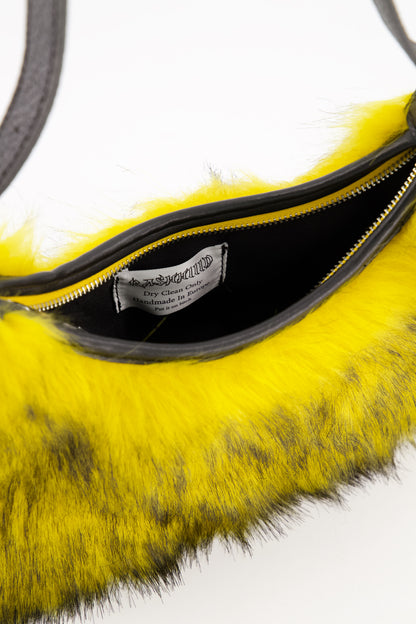 Yellow Faux Fur Handbag