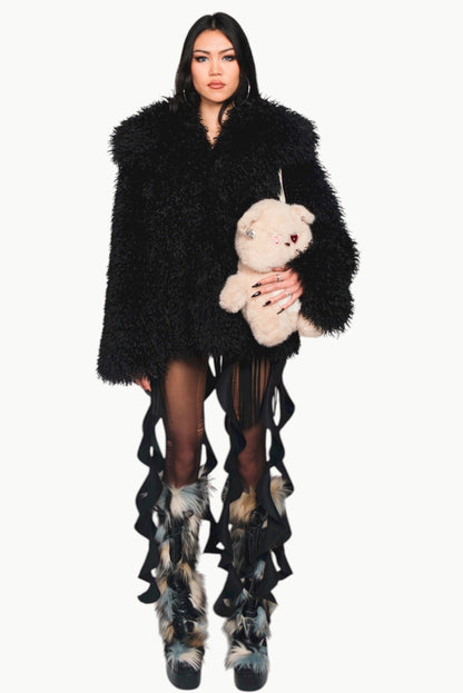 BEAR NOIR 🐻‍❄️ྀིྀི Mongolian Lamb Black Jacket