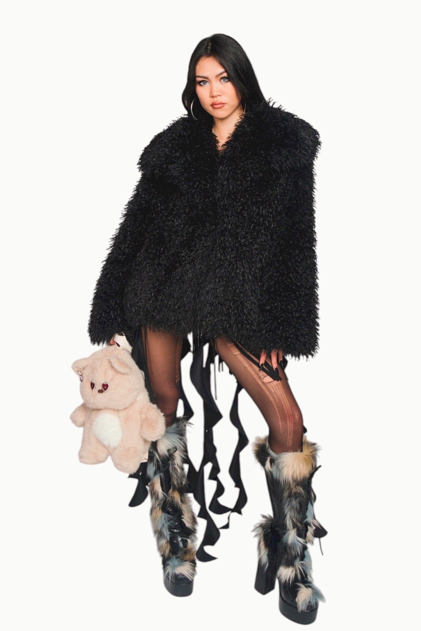 BEAR NOIR 🐻‍❄️ྀིྀི Mongolian Lamb Black Jacket