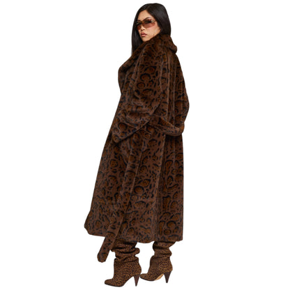 Chocolate Jetset Full Length Luxury Brown Faux Fur Coat